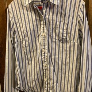 Mens long sleeve button up striped top